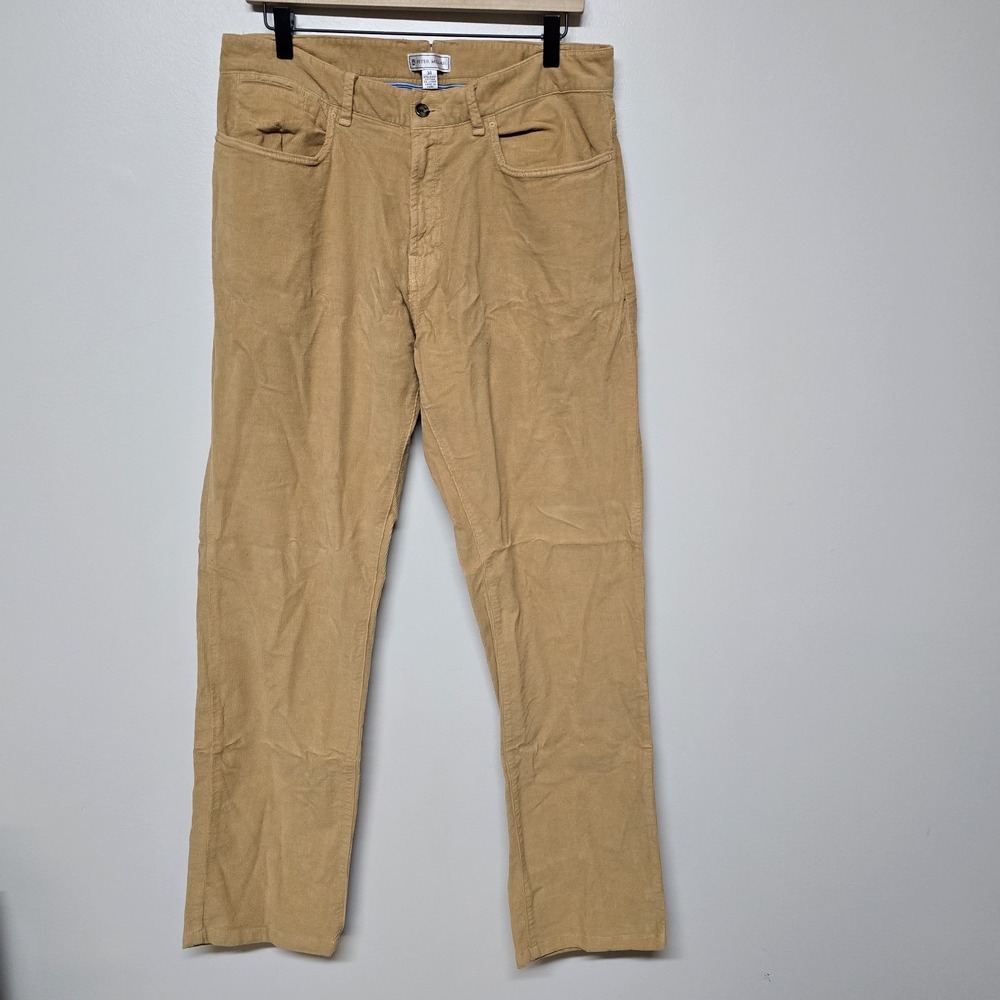 Peter Millar Men's Tan Corduroy Pants Size 34 Stretch Pima Cotton Peru Preppy